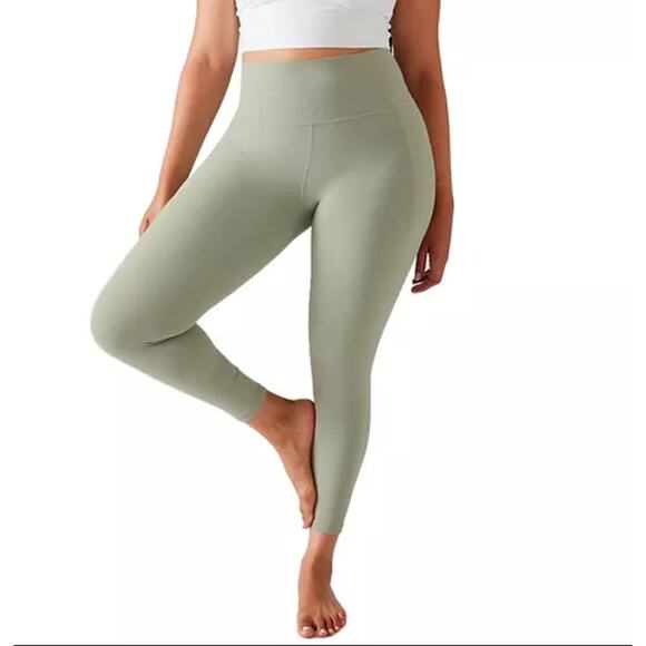 Athleta Salutation Stash Pocket 7/8 Tight XL Light Green Stretch High Rise Capri - Picture 2 of 15